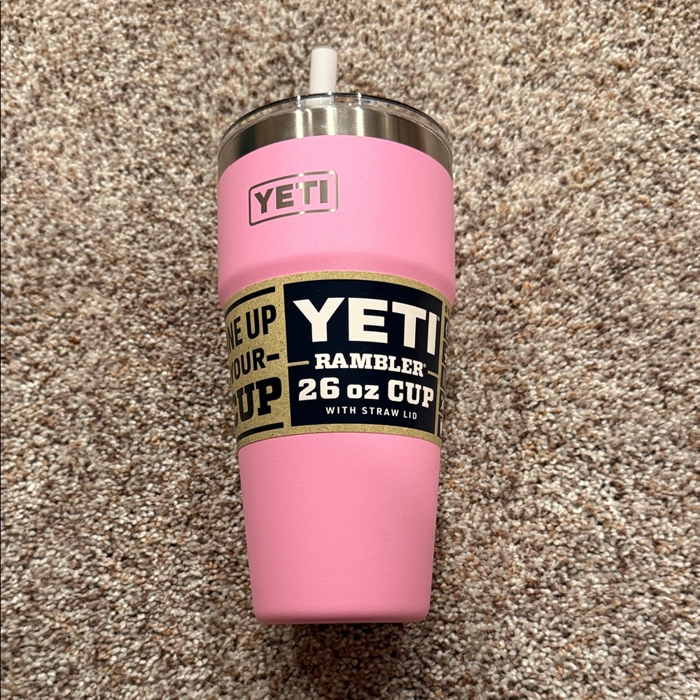 YETI Pink Rambler 26 oz with Straw Lid